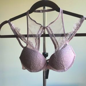 Victoria’s Secret Chantilly Lace High-neck Push-Up Bra 32A pink/ lavender
